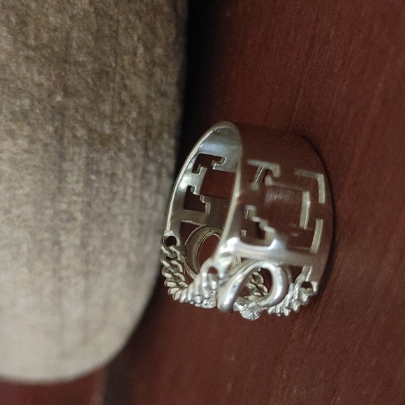 Sterling Ring Links Style w Small Diamonds Size 9.5 - Picture 4 of 12